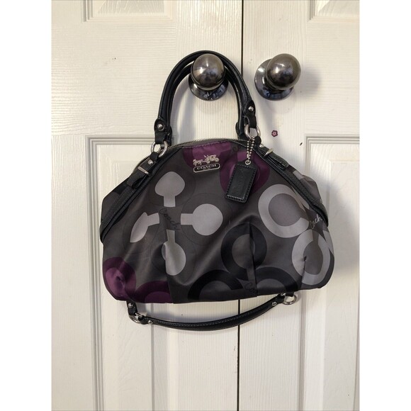 Coach Madison Sophia Sateen Clover Purse Handbag Black Purple Gray 15926 Y2K - Picture 2 of 12